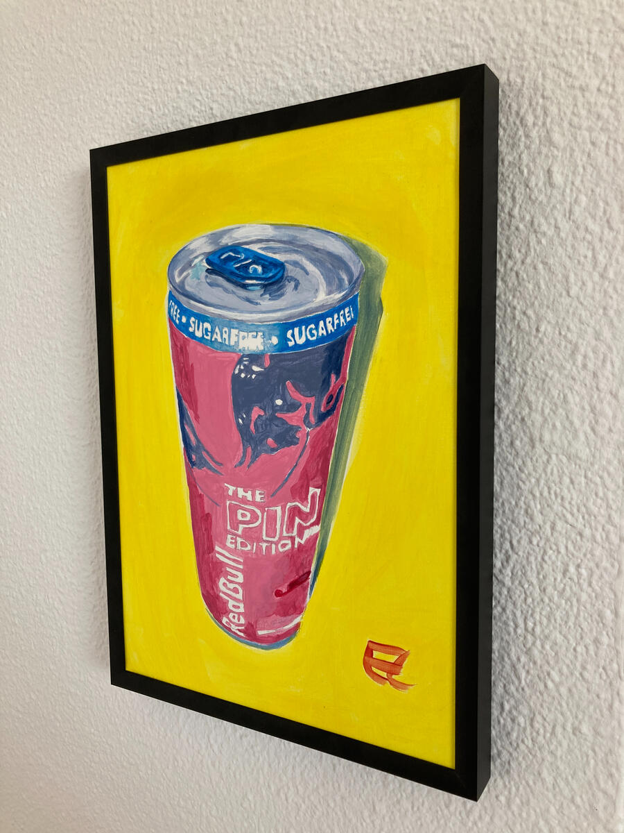 'Pink Redbull' Acrylics on paper 21x29cm 2026